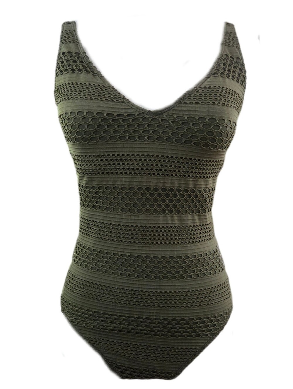 Bleu Rod Beattie Textured Olive Green One-Piece Swimsuit Size 4